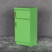 small scene model green mini refrigerator kitchen scene accessories wooden refrigerator simulation refrigerator