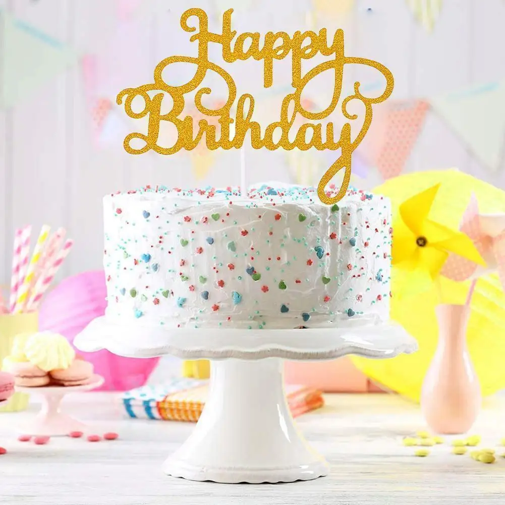 

Acrylic Happy Birthday Cake Topper Gold Pink Birthday Cake Toppers Flags For Kids Birthday Party Cake Decorations Baby Show U3D5