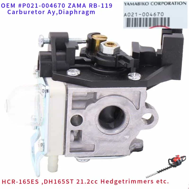 HCR-165ES CARBURETOR W/ PRIMER BUBLE A021-004670 FOR ECHO SHIDAIWA DH165ST HEDGE TRIMMER OEM ORIGINAL CARB ZAMA RB-119