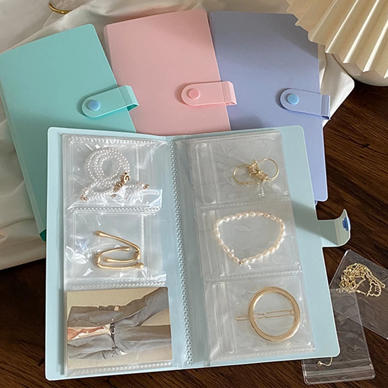 

Antioxidant Dustproof Jewelry Storage Book Portable Durable Thickened PVC Jewelry Ring Earring Necklace Storage Book Transparent