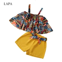 lapa girls sleeveless summer slash neck pants set kids strappy sleeve floral print cute outfits