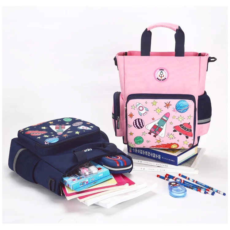 Girls Boys Cartoon Rocket Tutorial Bags New Children Primary School Students Handbag Fashion Kids Reflective Shoulder Bag Hot