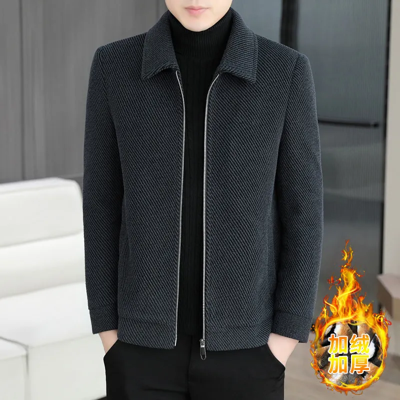 Осенняя повседневная мужская шерстяная куртка короткий корейский плащ 2024 новая