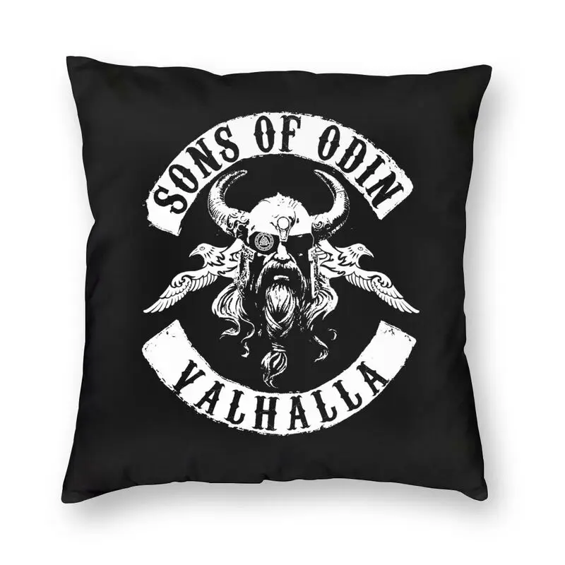 

Sons of Odin Valhalla Pillowcase 45x45cm Home Decor Viking Nordic Warrior Glowable Linen Cotton Cushion Cover Square Pillowcase