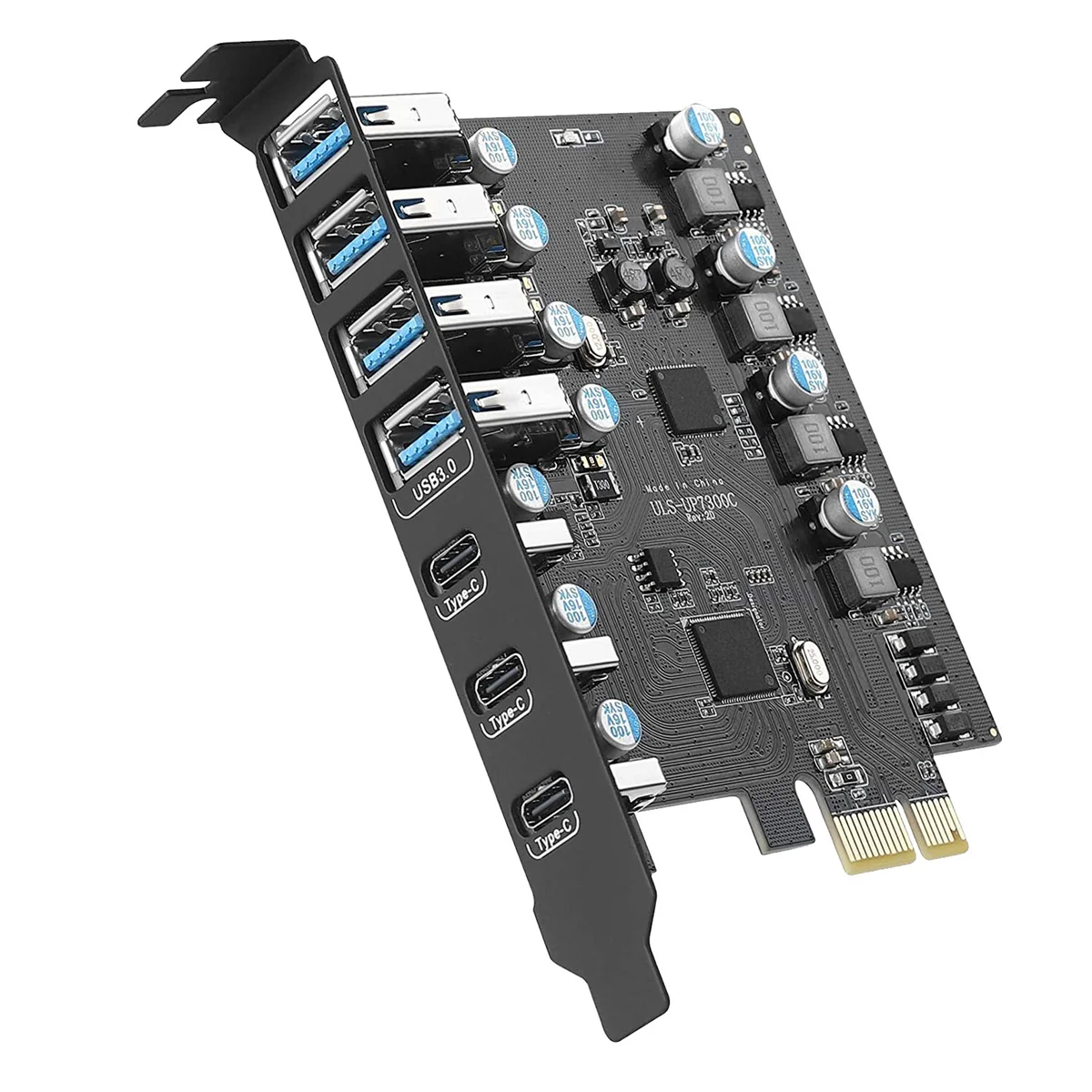 

7-портовая плата PCIe на USB 3,0, плата расширения PCI USB для настольного ПК, поддержка карт/8/7/XP