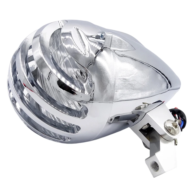 Motorcycle H4 Bullet Headlight Custom Headlamp High Low Beam for Harley Yamaha Suzuki Chopper Motorbike Light Accessories