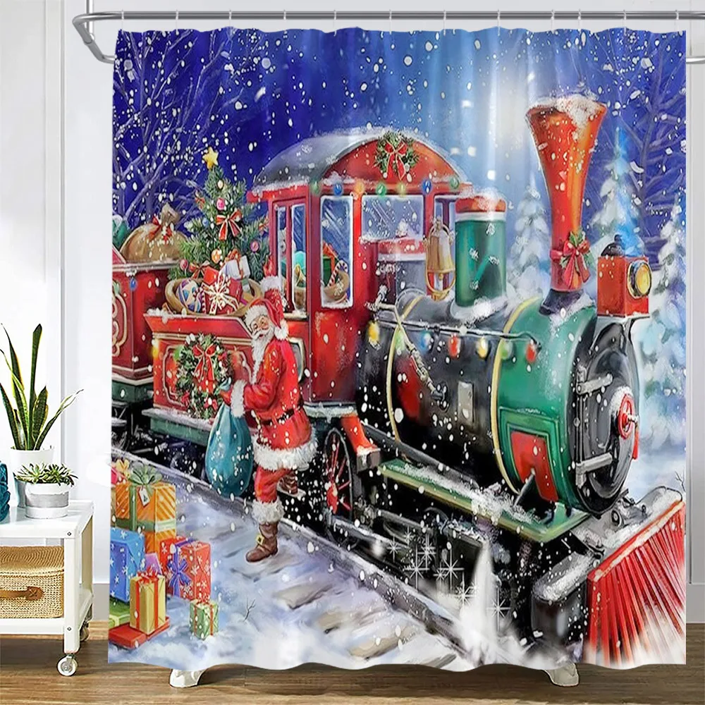 Рождественские шторы для душа забавный Санта-Клаус подарок замок зимний пейзаж