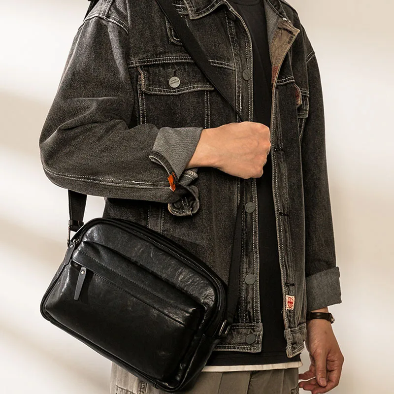AETOO Original men's casual leather shoulder bag Korean version of the tide brand messenger bag handmade personality postman bag