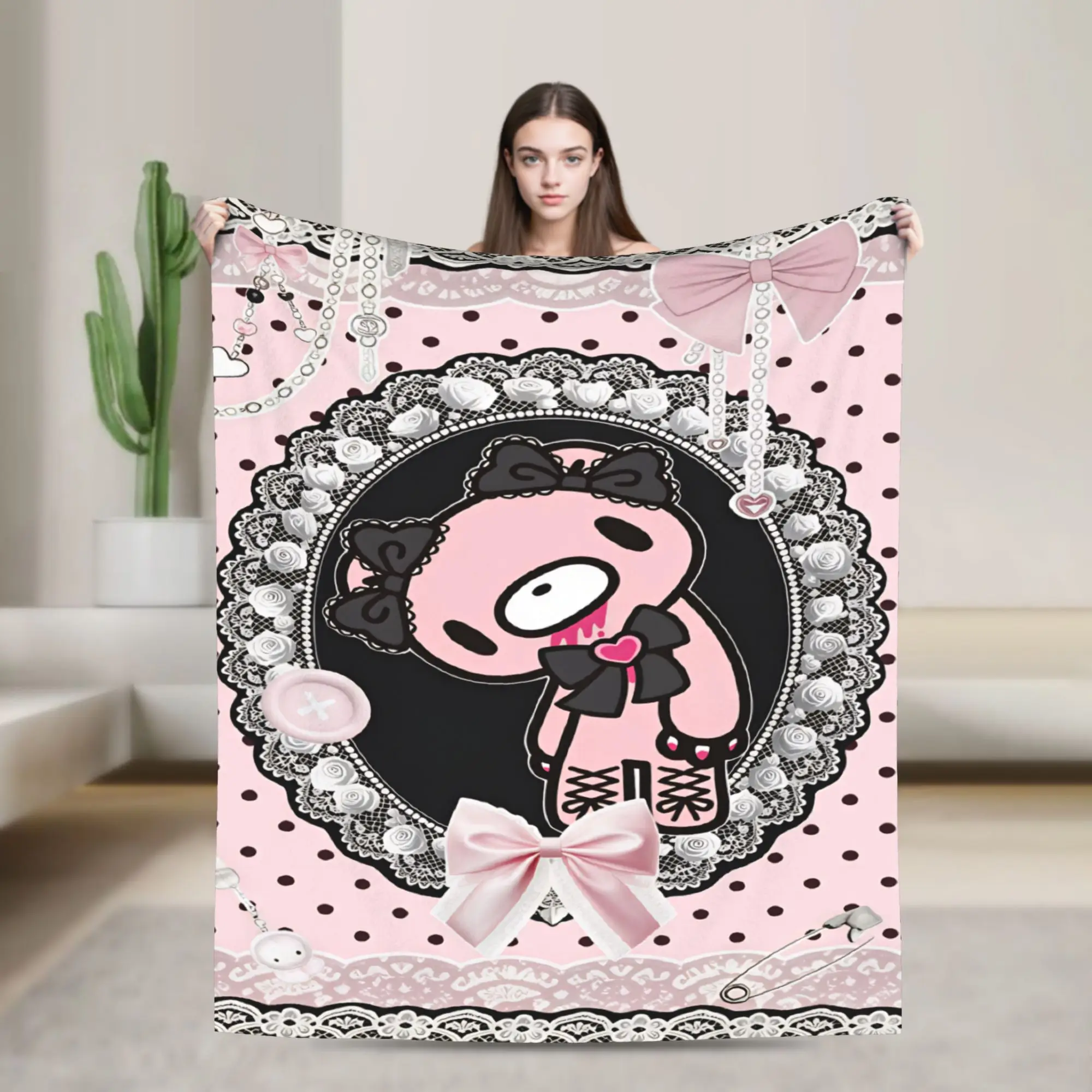 Фото Теплое декоративное одеяло G-Gloomy Bear, фланелевое покрывало для дивана, кресла, удобное покрывало для дивана-кровати. №1