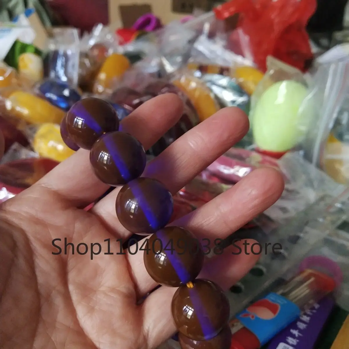 Изысканный Модный Фиолетовый Янтарный браслет градиентные цвета Будды Бусины