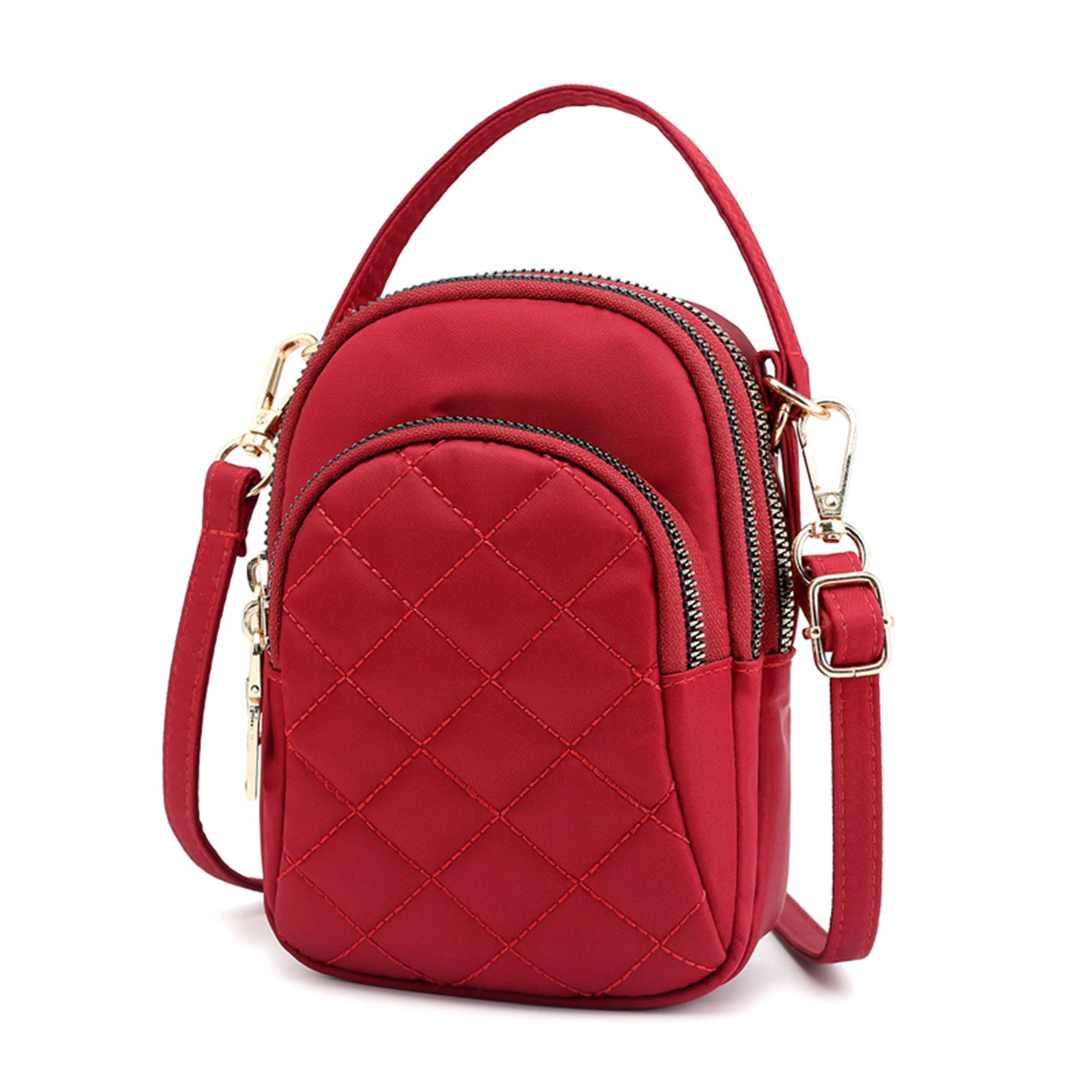 

Daily Headphone Hole Outdoor Multi Pocket Zipper Closure Adjustable Strap Large Capacity Mini Messenger Crossbody Phone Bag