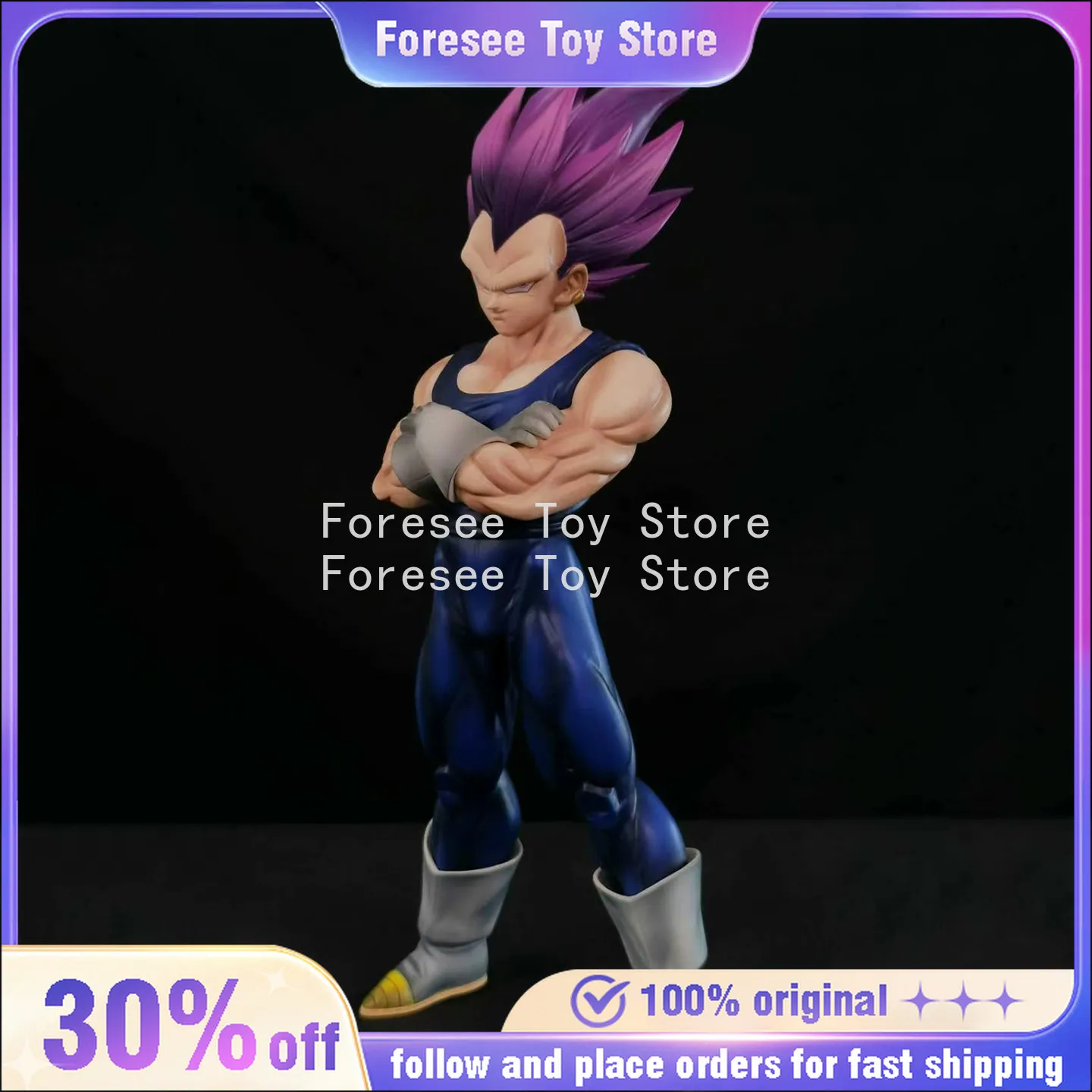 Фото Фигурка Веджиты (28 см) из аниме Dragon Ball, с фиолетовыми волосами, модель Yonsei, ПВХ, настольное украшение, лучший подарок на день рождения для детей №1