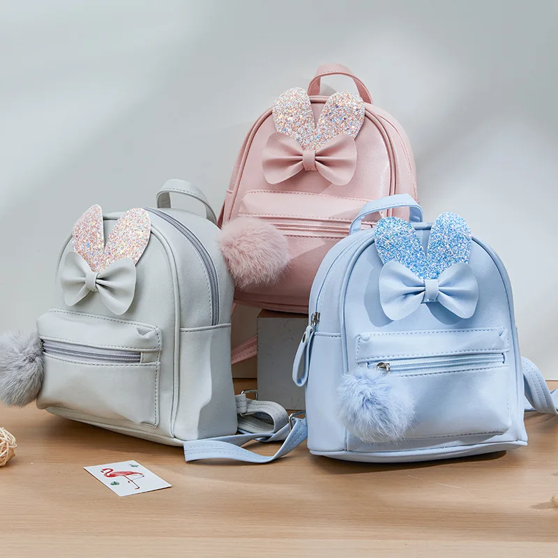 Baby Girls Backpack Kindergarten Cartoon School Bags for Kids Cute Bunny Ears Bow Kids Fashion Shopping Leisure PU Bags