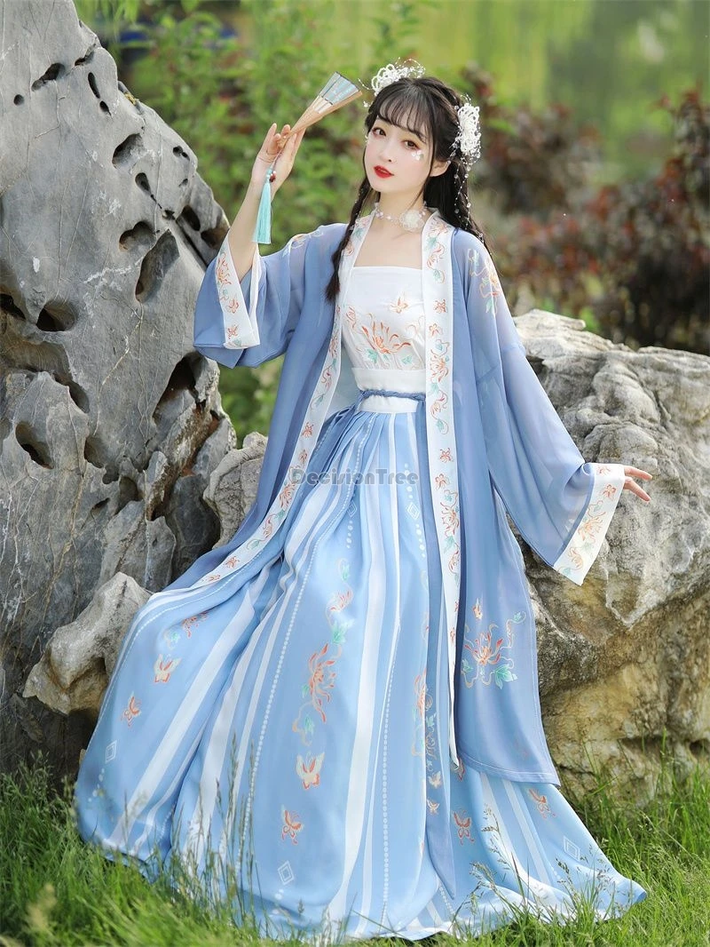 2024 sweet gentle fairy gradient dress chinese style song made exquisite embroidery hanfu dainty ancient dance