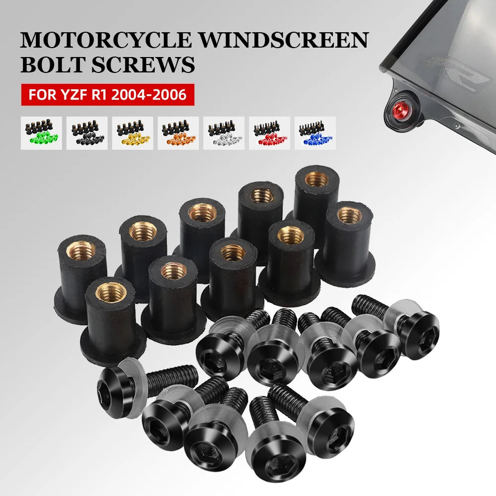 Набор болтов ветрового стекла M5 * 10 шт. комплект винтов подходит для Yamaha YZF-R1 YZF R1 2004
