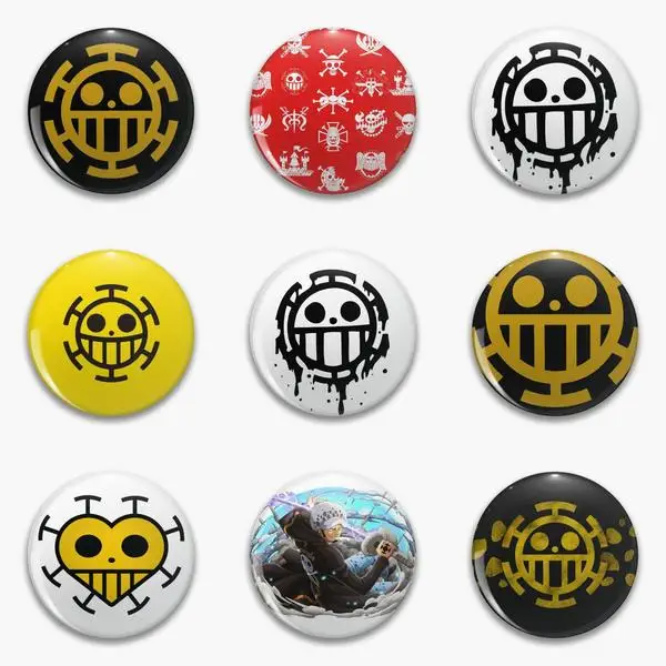 

Trafalgar Law Jolly Roger Worst Generation Soft Button Pin Customizable Brooch Lover Funny Fashion Cute Women Gift Metal Hat
