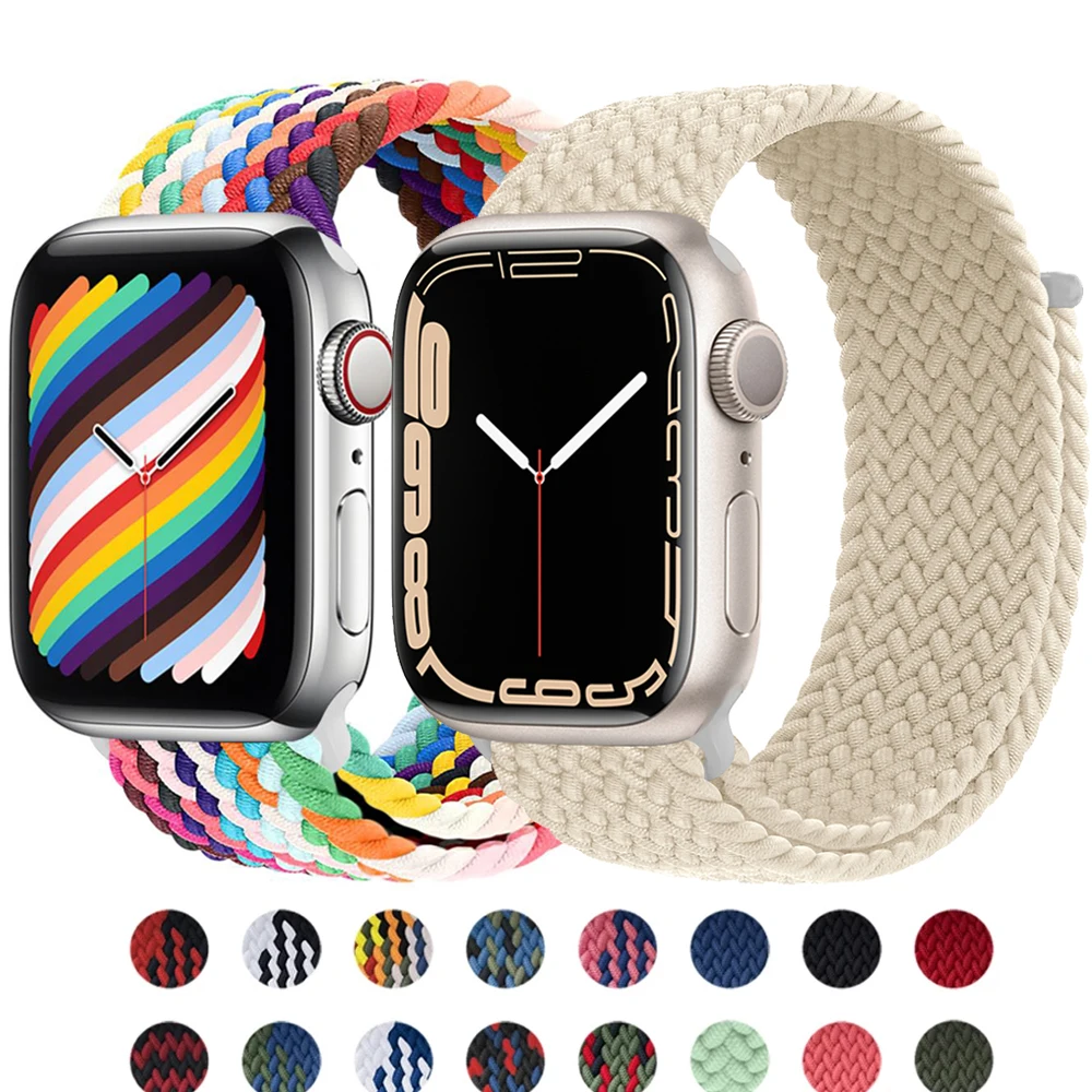 

Braided Strap For Apple watch band 45mm 41mm 44mm 40mm 42mm 38mm Nylon Elastic Solo Loop belt bracelet iWatch serie 3 4 5 se 6 7