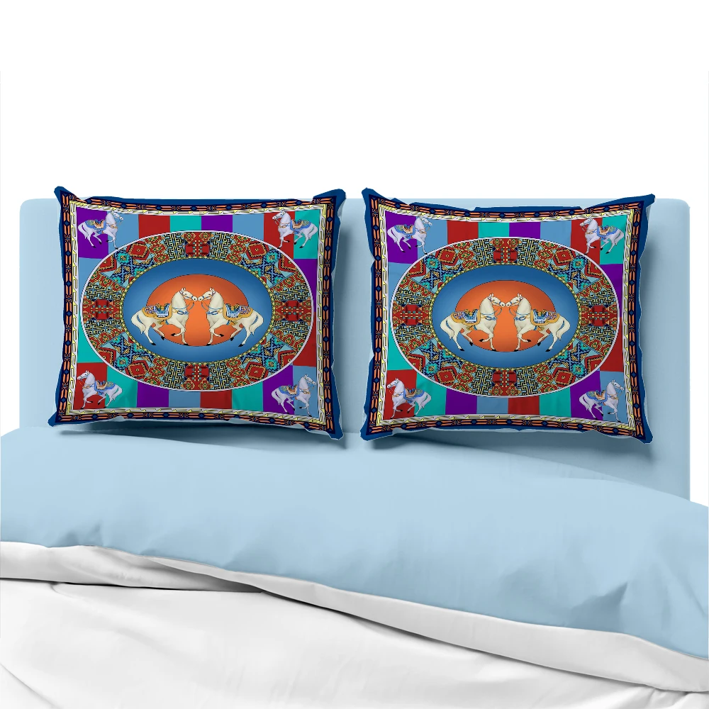 

Luxury Pillow cover for sofa Decorative pillow case Bedding Pillowcase Pillowcovers 50x70 50x75 50x80 horse Orange