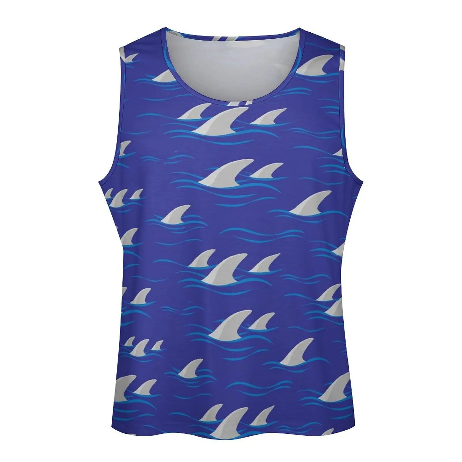 Майка мужская летняя без рукавов топ для тренировок с рисунком Акулий плавник и