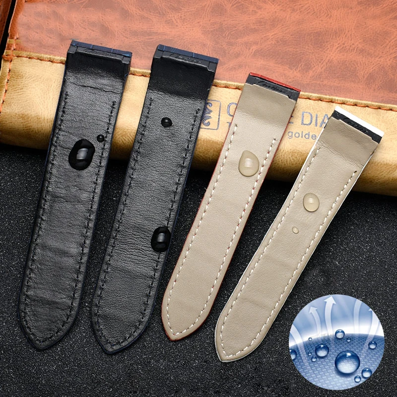 High quality leather watch strap suitable for cartier Santos strap Santos 100 men's and women's folding buckle strap 20mm 23mm