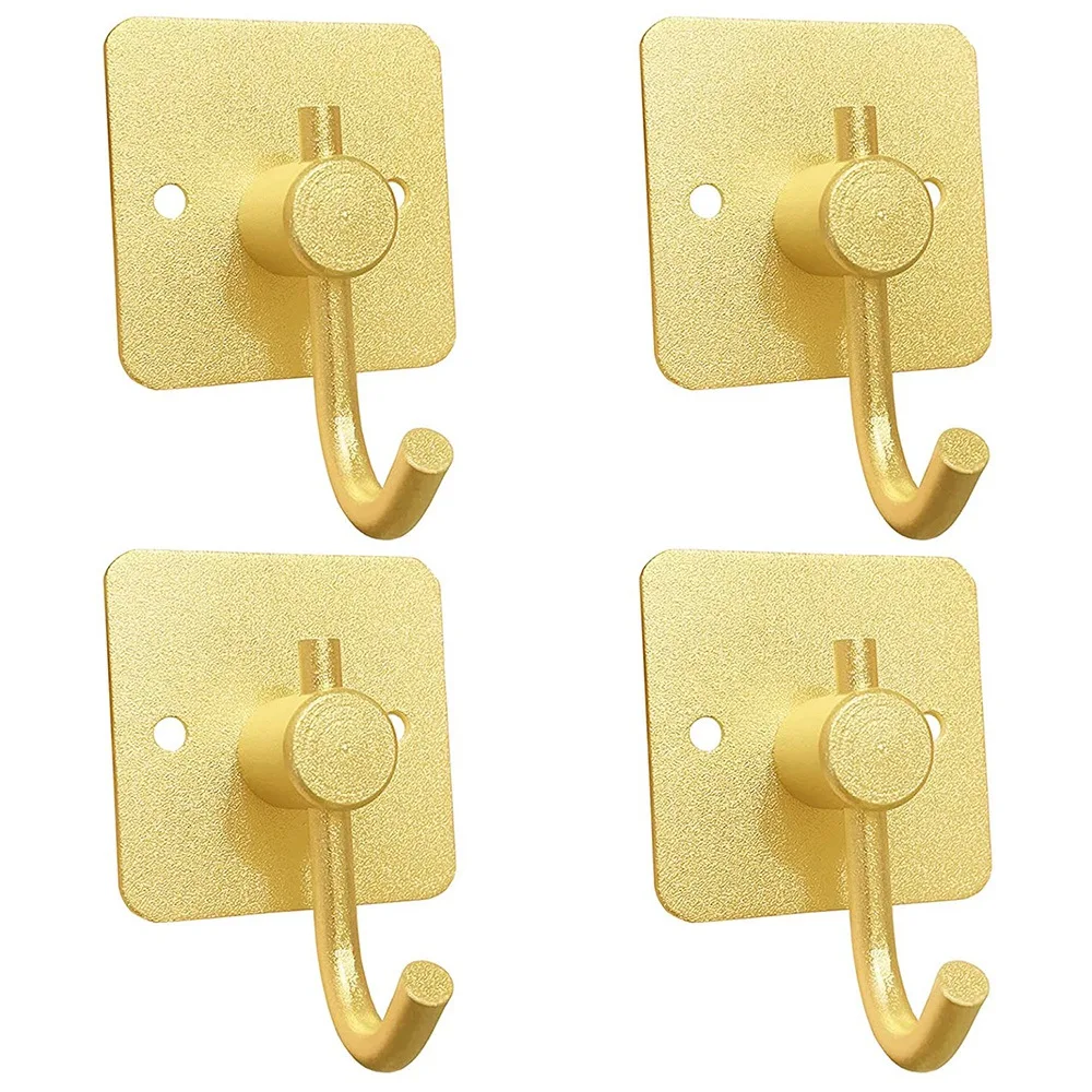 

4 шт. крючки для полотенец, клейкие настенные Алюминиевые крючки, сверхпрочные для полотенец, пальто, ванной комнаты, кухни, двери (золото)