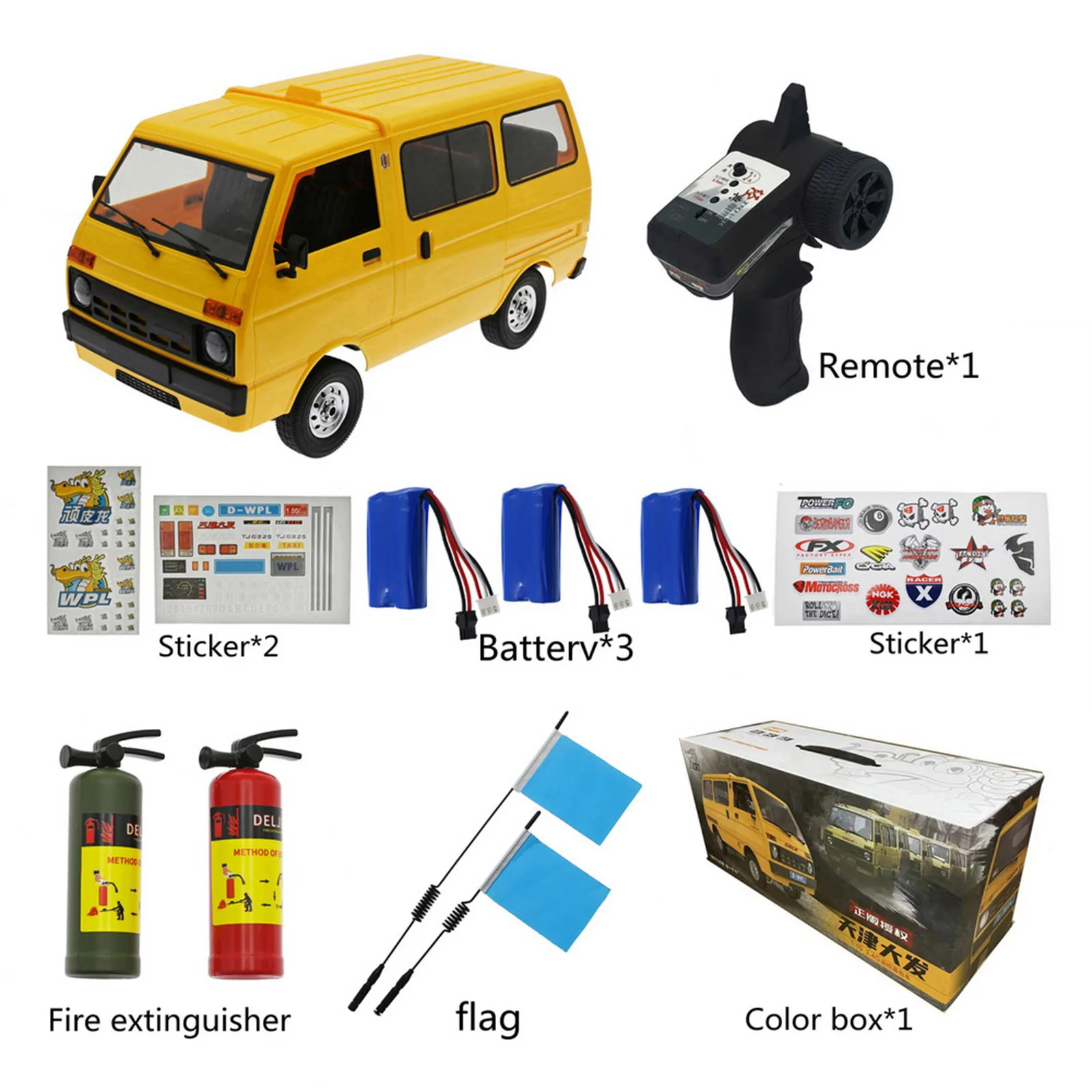 2.4G Remote Control Car Rear Wheel Drive Vehicle with Fire Extinguisher Sticker Signal flag WPLD42 1:10 TJ110 Drift Car enlarge