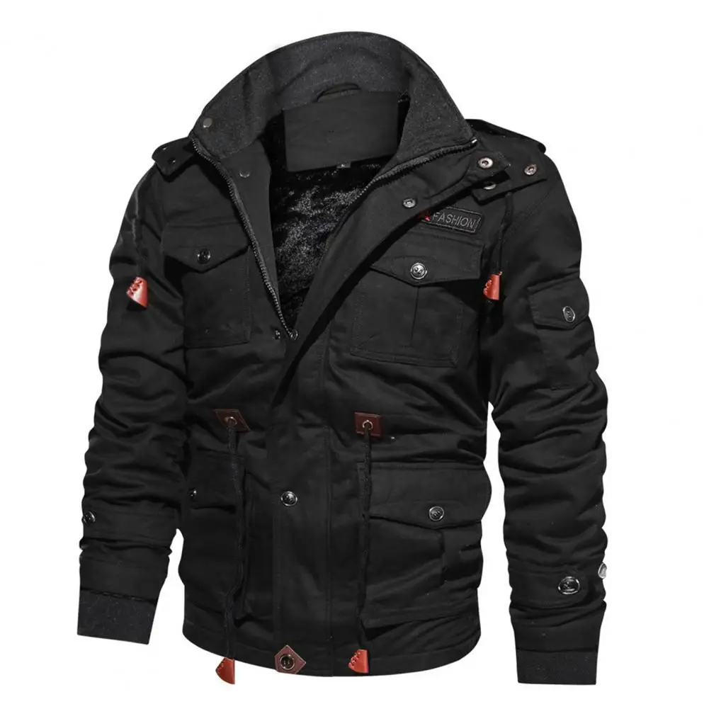 

Simple Men Jacket Buttons Hooded Super Soft Windproof Drawstring Hoodie