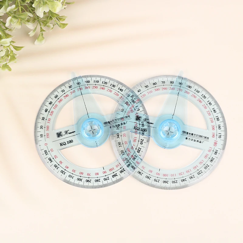 

Newest Portable Diameter Of 10cm Plastic 360 Degree Pointer Protractor Ruler Angle Finder Swing Arm For School Office Supplies