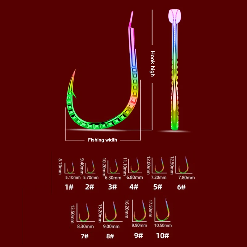 Ослепительные серебристые и белые крючки для рыбалки 10 шт.