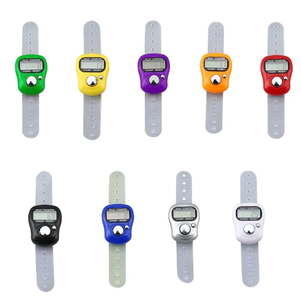 

1pc Small Creative Stitch Marker Row Counter LCD Electronic Digit Finger Ring Digital Tally Counter Clicker Timer Random Color