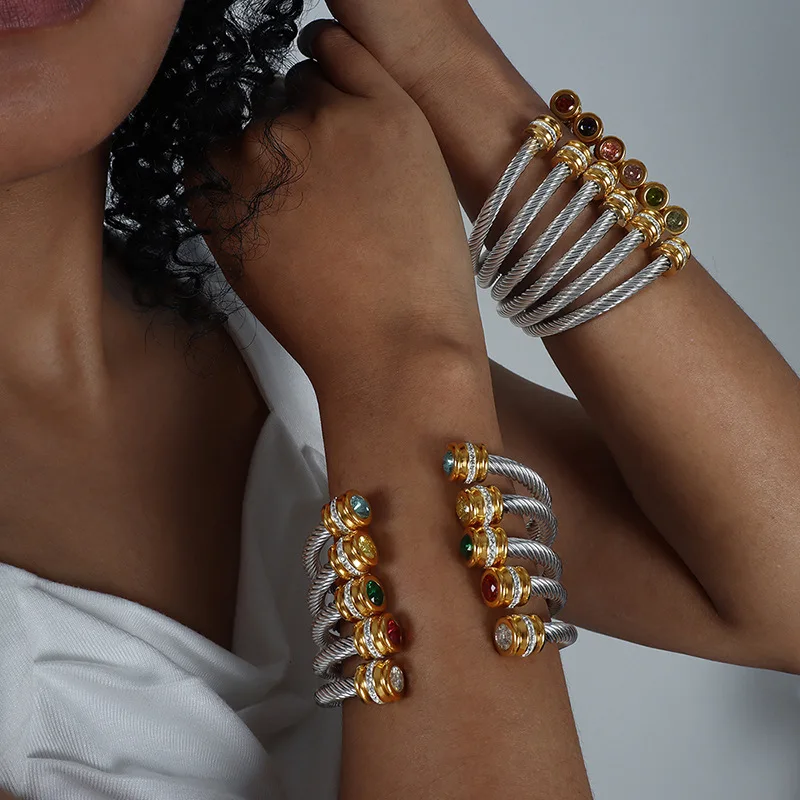 

2020 Jewelry Fashion Luxury Bracelet Stainless Steel Interweaving AAACZ Cool Stuff India Jewellery SZ-QCH-004