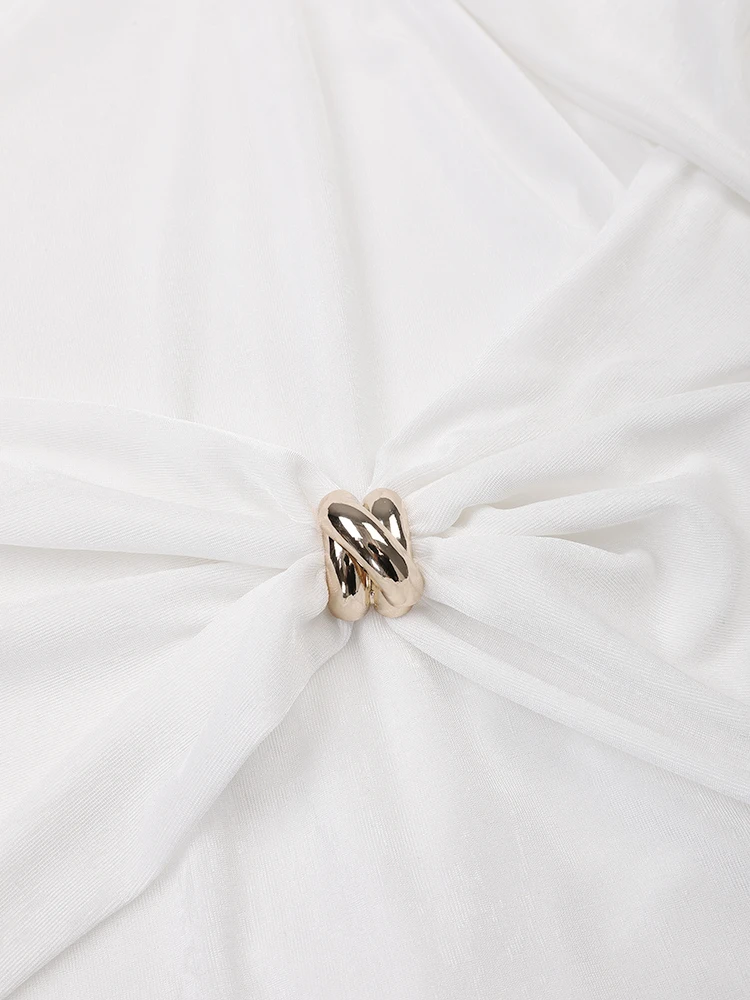 QMQA модное женское вечернее платье с круглым вырезом и длинными рукавами дизайн