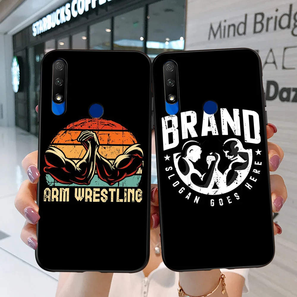 Для Honor 9X Global Case Premium Cover на Huawei STK-LX1 черный чехол из ТПУ с рукой для борьбы