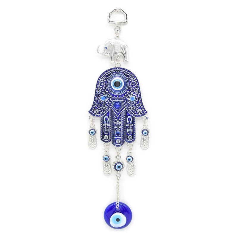 

Turkish Blue Evil Eye Amulets Hand Wall Protection Hanging Lucky Pendant Wind Chimes Garden Home Decorations Ornament Blessing