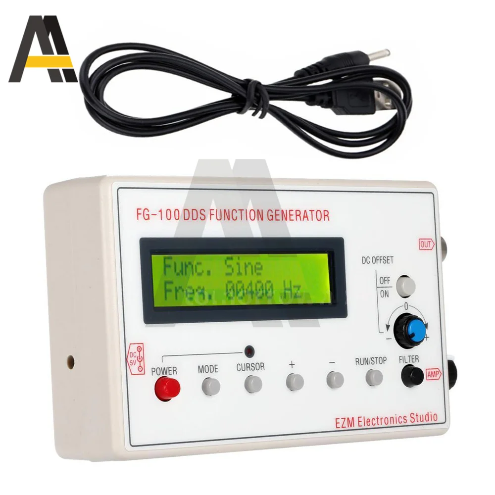 

FG-100 DDS Function Signal Generator Frequency Counter 1Hz-500KHz Signal Source Module DC3.7-10V Square Frequency Sawtooth Wave