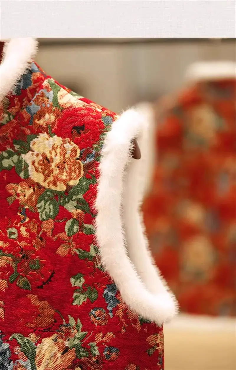 Жилет в китайском стиле Осень-зима 2023 хлопковое пальто с северо-восточными