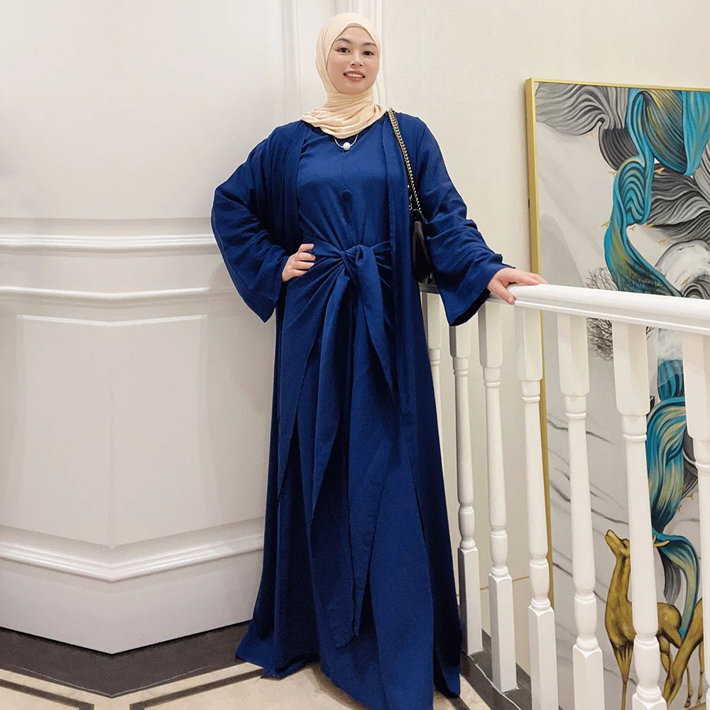 

3 Piece Abaya Dubai Islam Turkey Bangladesh Muslim Sets Hijab Modest Dress Kaftans For Women Maxi Robe Femme Ensembles Musulmans