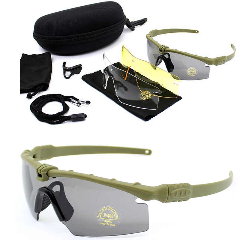 

Tactical Polarized Sunglasses Outdoor Hunting Sunglasses Paintball Airsoft Glasses UV400 Protection Goggles 4 Lens