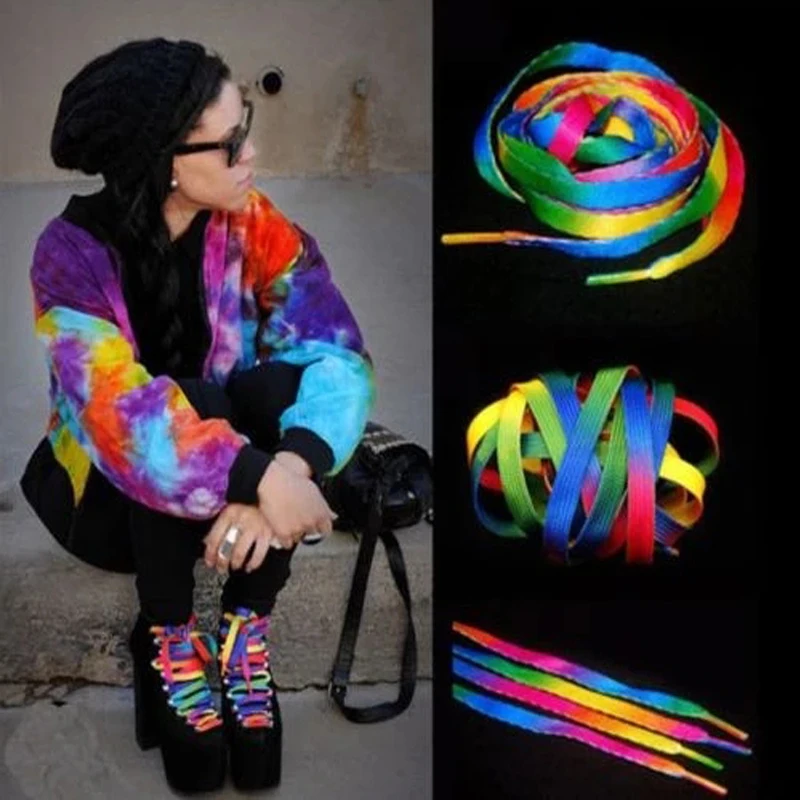 

4Pcs Fashion Colorful Rainbow Shoe Laces Gradient Print Shoelace Casual Chromatic Sneaker Party Gifts Wedding Favors For Guests