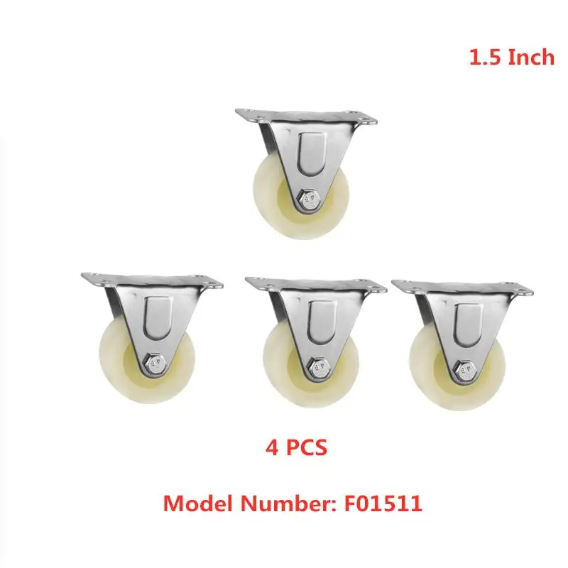 

4 Pcs/Lot Casters 1.5 Inch Fat Directional Height 50mm Thickened White Pp Fixed Pulley Resistant Nylon Furniture Wheel