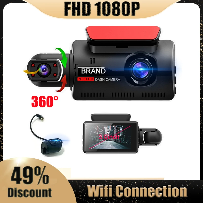 

Car Dashcam DVR Video Recorder Dual Lens FHD1080P Night Vision 3.0 Inch IPS Screen Auto Camera Registrator Camcorder