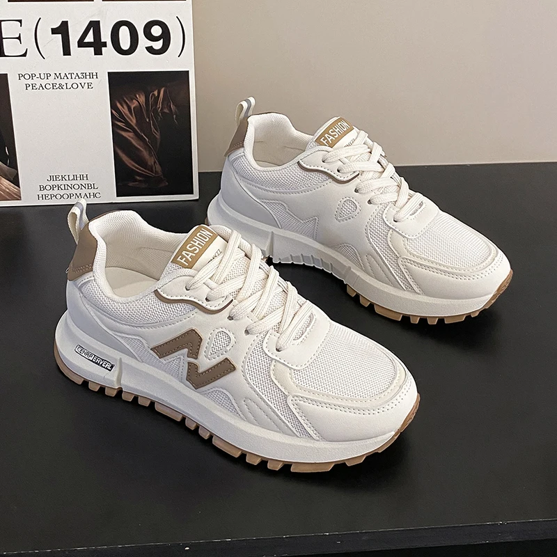 

Женские повседневные кроссовки, дышащая сетчатая обувь для бега, Женская массивная обувь на толстой подошве, демисезонные кроссовки на платформе