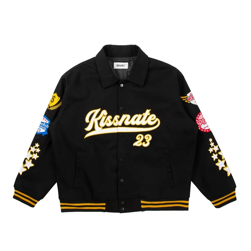 

Harajuku Letter and Digital Number Embroidery Baseball Uniform Men's High Street Spliced Windbreaker Casual Winter Coat Oversize
