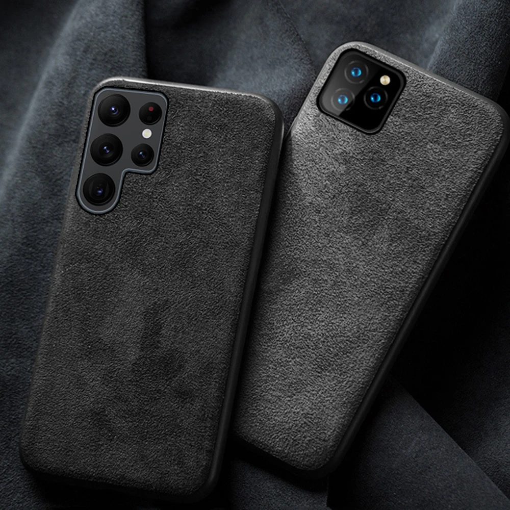 

Genuine suede Leather Phone Case For Samsung Galaxy S22 Ultra S21 FE S20 plus S10e S8 S9 Plus s21ultra Suede Leather Cover