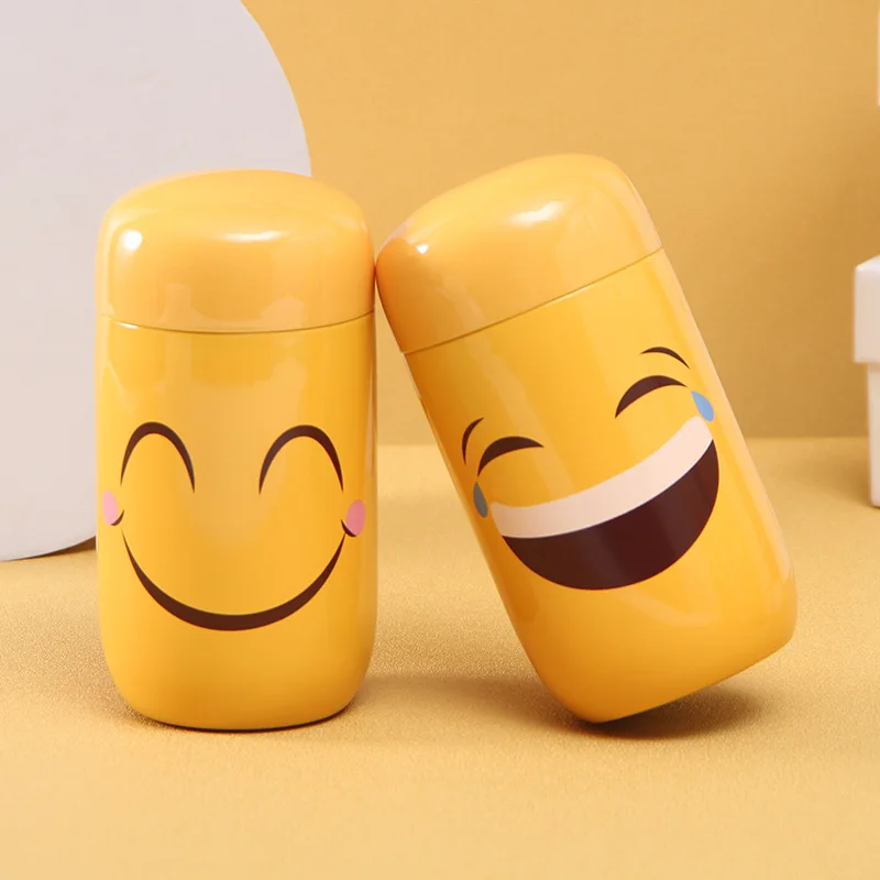 

Stainless Steel Insulated Vacuum Flask Mini Drinking Tumbler Leakproof Coffee Mug 0.2L Watter Bottle Cute Expression Thermos Cup