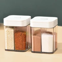 1pc seasoning box plastic transparent 4 grid pepper spice shaker salt seasoning jar condiment bottle kitchen storage gadgets