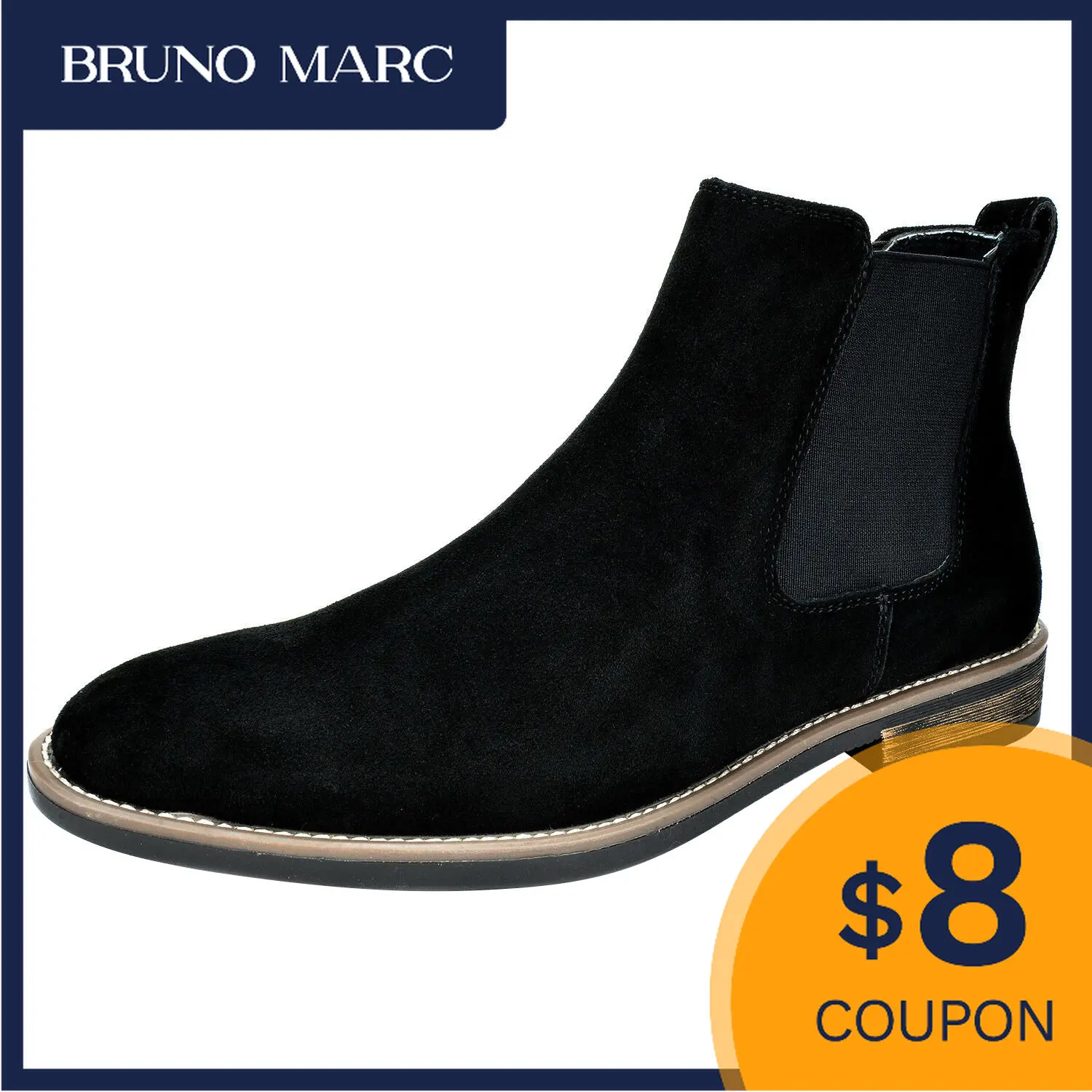 

Bruno Marc Men's Suede Leather Chelsea Ankle Boots Brand Retro Buainess Comfortable Elegant Shoes for Men Luxury Spring Winter