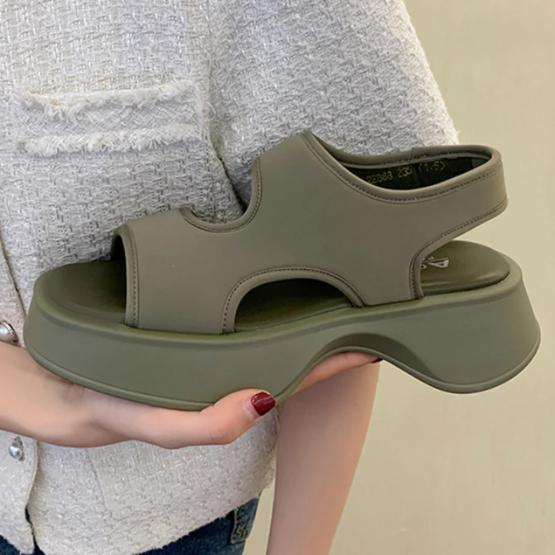 

Green Women Sandals Fashion Chunky Sport Sandals Uxury Brand Designer Elastic Fabric Slip-on Shoes Ladies Summer Leisure Shoe