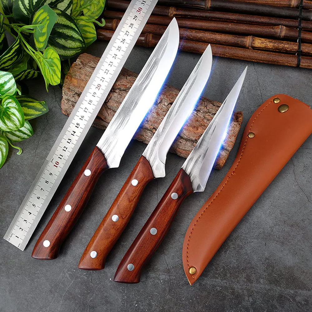 

Forged High-carbon Steel German Ham Knife Kitchen Butcher Fishing Fillet Knife Boning Meat Cleaver Outdoor Cutting Carving Knife