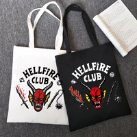 eddie munson hellfire club canvas bag shopping bag tote harajuku shopper bag women shoulder bag female eco large capacity